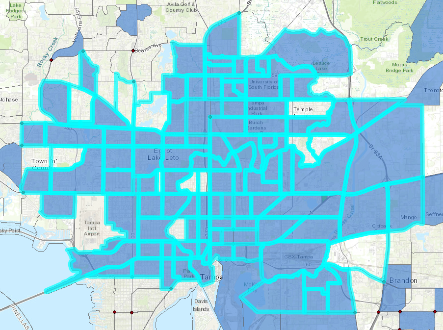 Census Track Map for Tampa Community